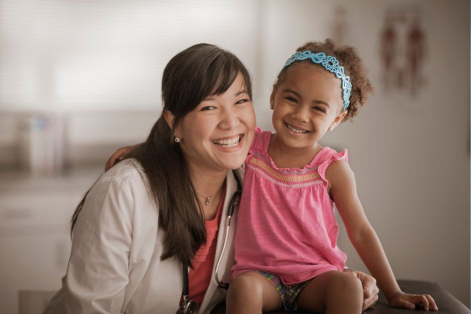 Smiling provider and patient